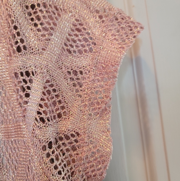 Ashley Stewart Size 22/24 Fringed  Lacy Top with Metallic Thread Accent - Picture 4 of 8